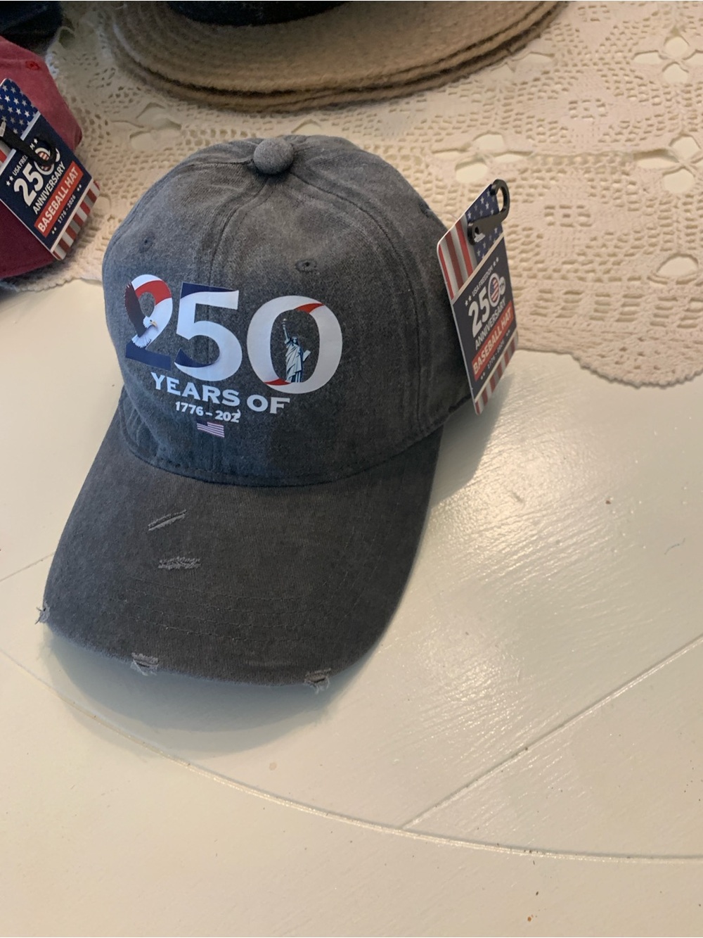 250 Years Commemorative Distressed Baseball Cap -  scroll for various colors